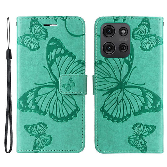 For Motorola Moto G75 5G Case Butterfly Leather Phone Cover - Green