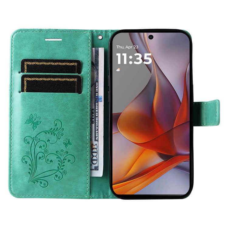 For Motorola Moto G75 5G Case Butterfly Leather Phone Cover - Green