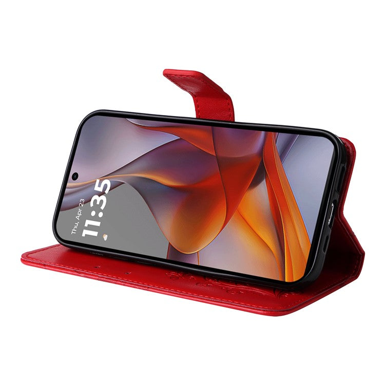 For Motorola Moto G75 5G Case Butterfly Leather Phone Cover - Red