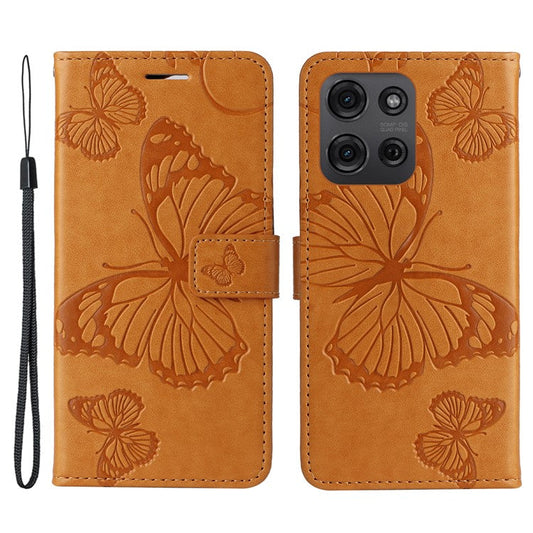 For Motorola Moto G75 5G Case Butterfly Leather Phone Cover - Yellow