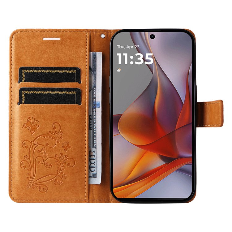 For Motorola Moto G75 5G Case Butterfly Leather Phone Cover - Yellow