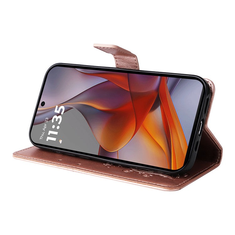 For Motorola Moto G75 5G Case Butterfly Leather Phone Cover - Rose Gold