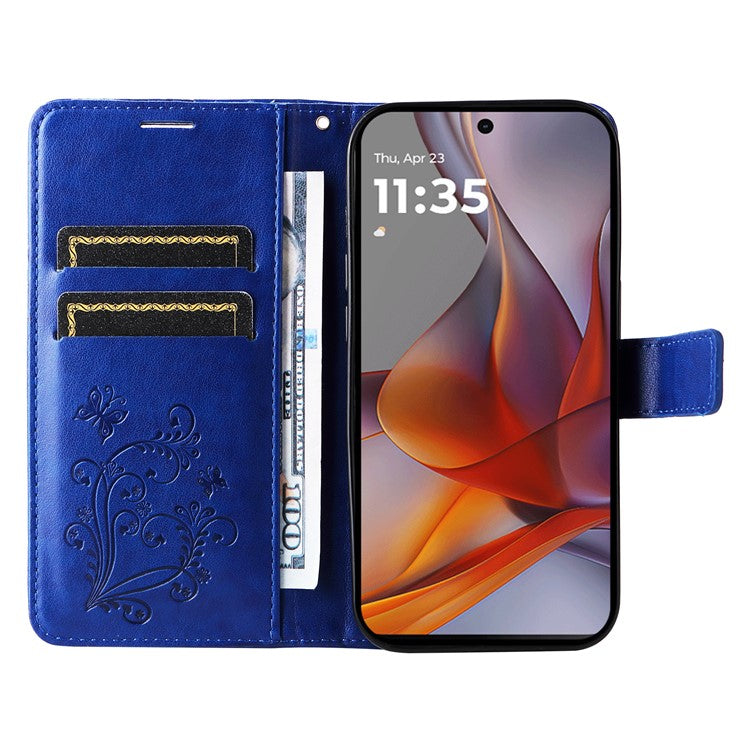 For Motorola Moto G75 5G Case Butterfly Leather Phone Cover - Blue