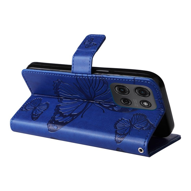 For Motorola Moto G75 5G Case Butterfly Leather Phone Cover - Blue