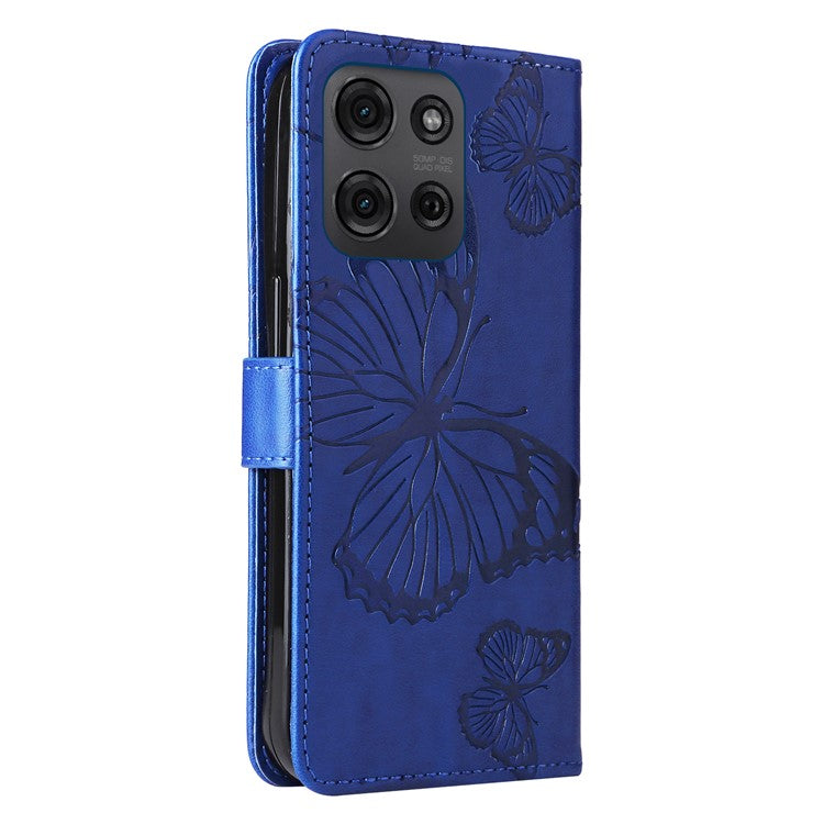 For Motorola Moto G75 5G Case Butterfly Leather Phone Cover - Blue