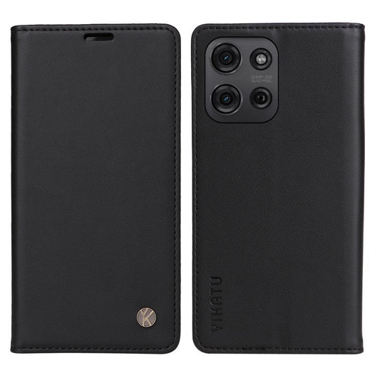 YIKATU YK-001 For Motorola Moto G75 5G Case Stand Leather Phone Cover Strong Magnetic Closure - Black
