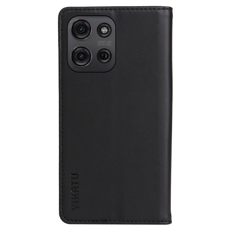 YIKATU YK-001 For Motorola Moto G75 5G Case Stand Leather Phone Cover Strong Magnetic Closure - Black