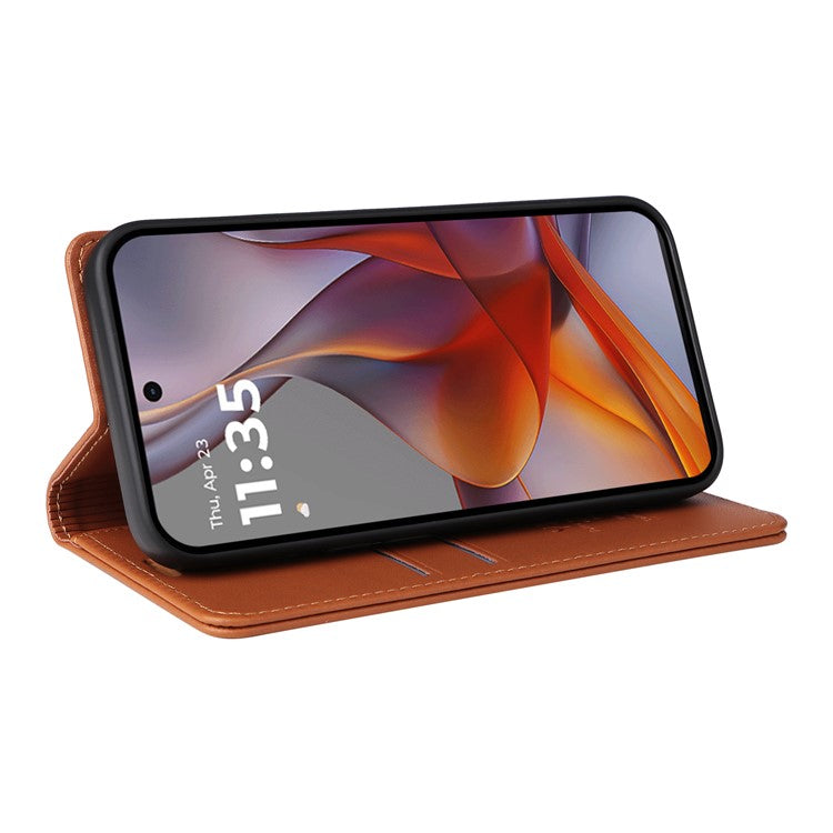 YIKATU YK-001 For Motorola Moto G75 5G Case Stand Leather Phone Cover Strong Magnetic Closure - Brown