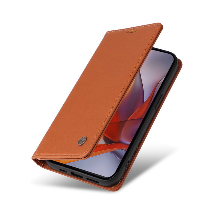 YIKATU YK-001 For Motorola Moto G75 5G Case Stand Leather Phone Cover Strong Magnetic Closure - Brown