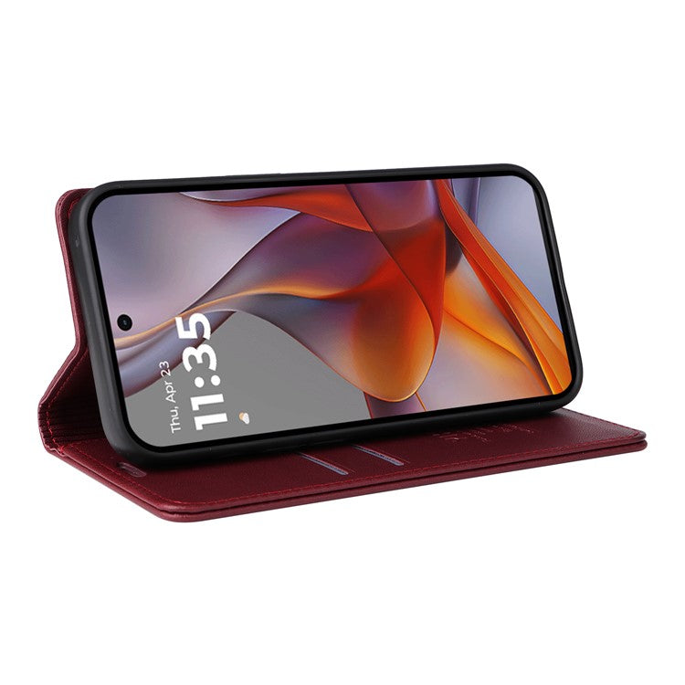 YIKATU YK-001 For Motorola Moto G75 5G Case Stand Leather Phone Cover Strong Magnetic Closure - Wine Red
