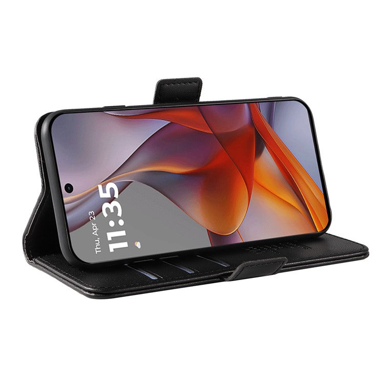 YIKATU YK-003 For Motorola Moto G75 5G Case Wallet Stand Leather Phone Cover Side Buckle - Black