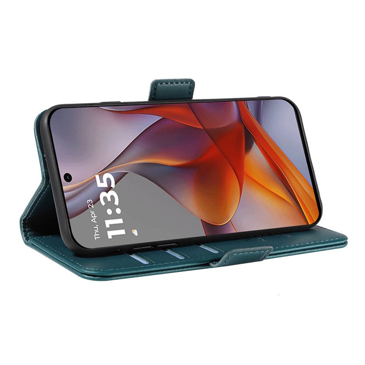 YIKATU YK-003 For Motorola Moto G75 5G Case Wallet Stand Leather Phone Cover Side Buckle - Green