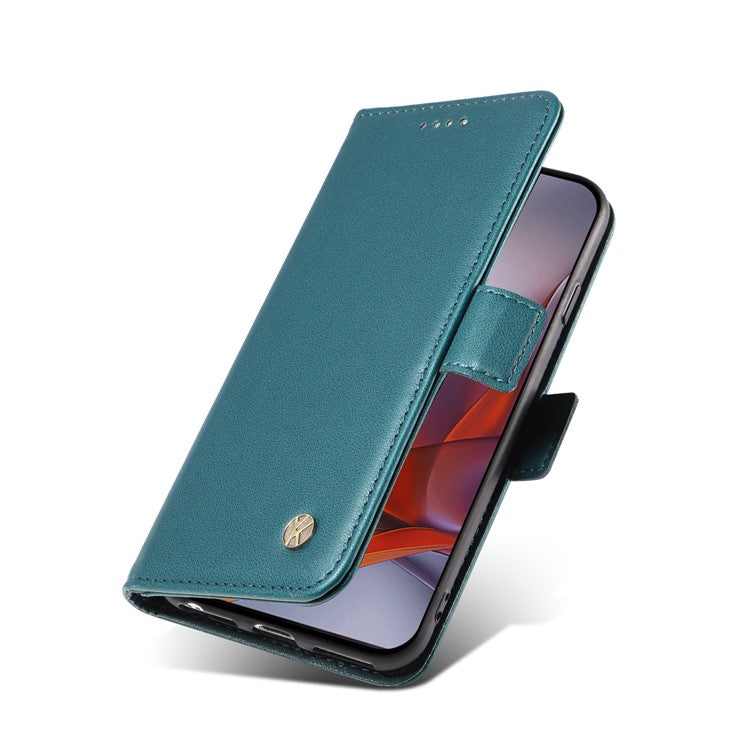 YIKATU YK-003 For Motorola Moto G75 5G Case Wallet Stand Leather Phone Cover Side Buckle - Green