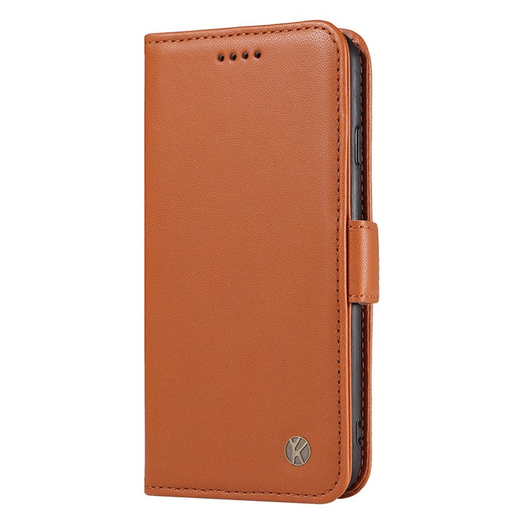 YIKATU YK-003 For Motorola Moto G75 5G Case Wallet Stand Leather Phone Cover Side Buckle - Brown
