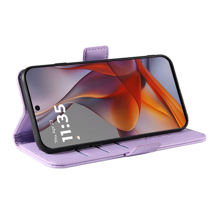 YIKATU YK-003 For Motorola Moto G75 5G Case Wallet Stand Leather Phone Cover Side Buckle - Light Purple