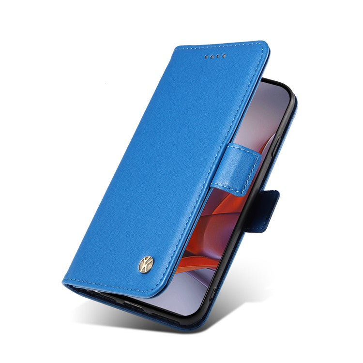 YIKATU YK-003 For Motorola Moto G75 5G Case Wallet Stand Leather Phone Cover Side Buckle - Sky Blue