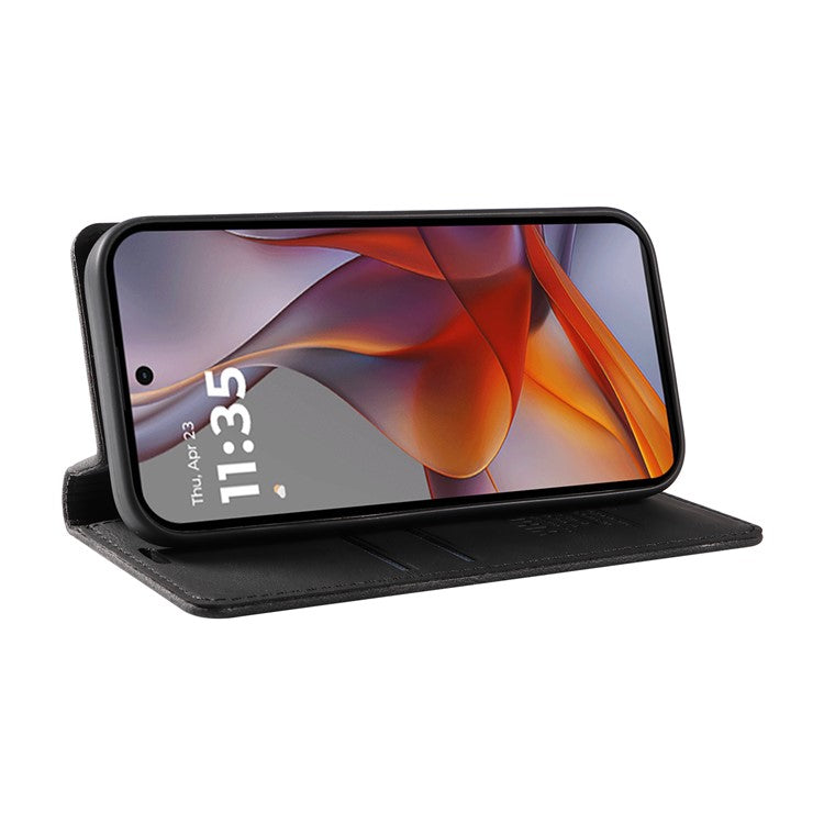 YIKATU YK-004 For Motorola Moto G75 5G Case Leather Skin-Touch Phone Cover Magnetic Auto-Absorbed - Black