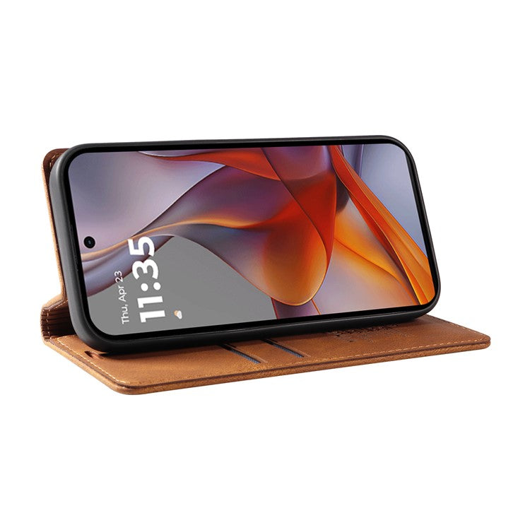 YIKATU YK-004 For Motorola Moto G75 5G Case Leather Skin-Touch Phone Cover Magnetic Auto-Absorbed - Brown