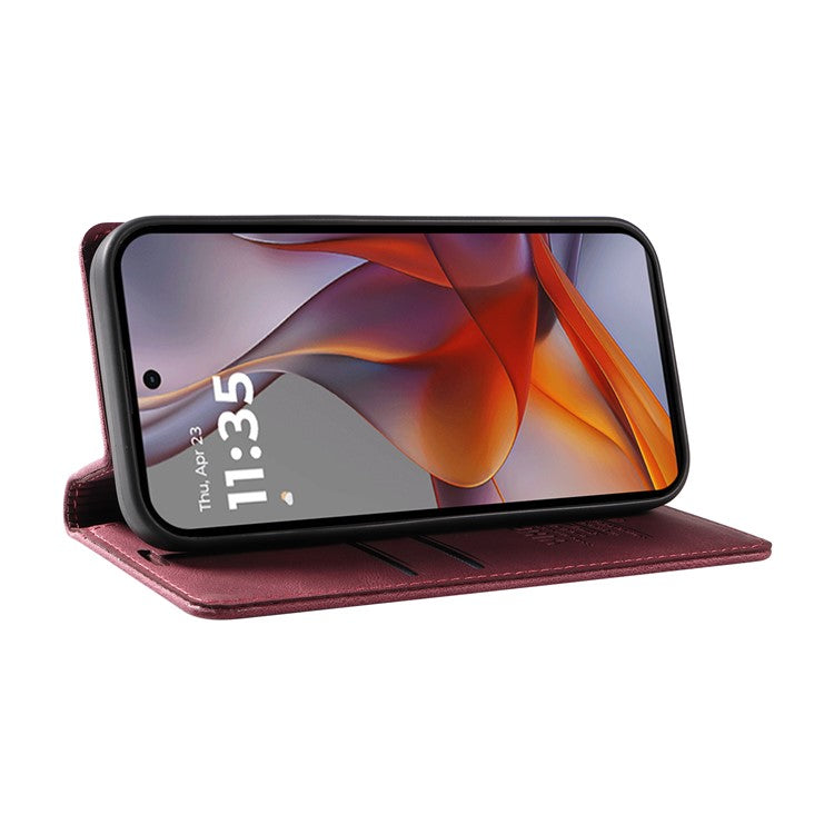 YIKATU YK-004 For Motorola Moto G75 5G Case Leather Skin-Touch Phone Cover Magnetic Auto-Absorbed - Wine Red