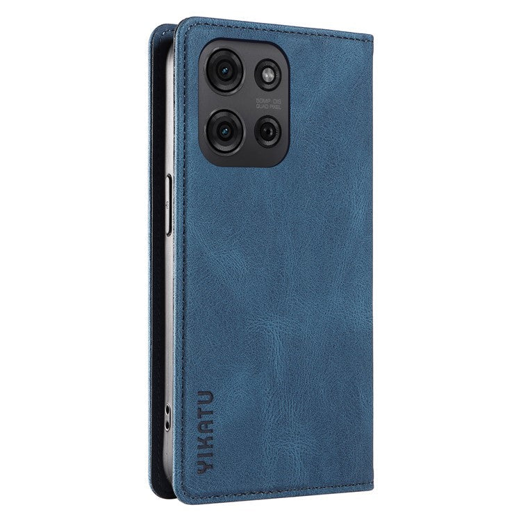 YIKATU YK-004 For Motorola Moto G75 5G Case Leather Skin-Touch Phone Cover Magnetic Auto-Absorbed - Blue