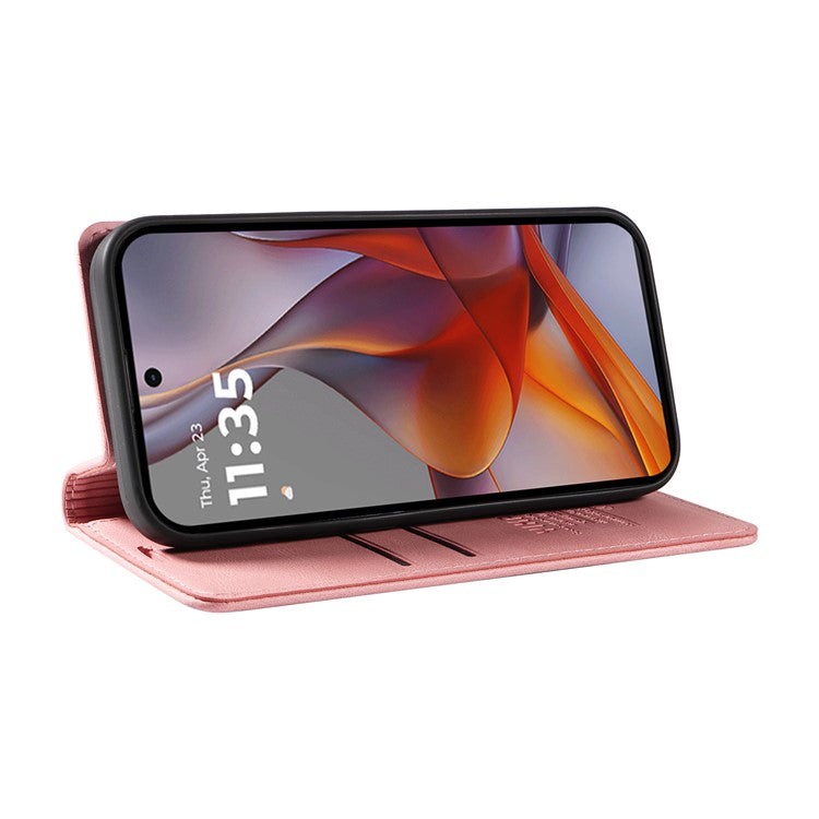YIKATU YK-004 For Motorola Moto G75 5G Case Leather Skin-Touch Phone Cover Magnetic Auto-Absorbed - Pink