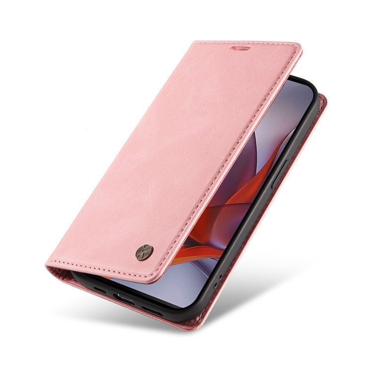 YIKATU YK-004 For Motorola Moto G75 5G Case Leather Skin-Touch Phone Cover Magnetic Auto-Absorbed - Pink