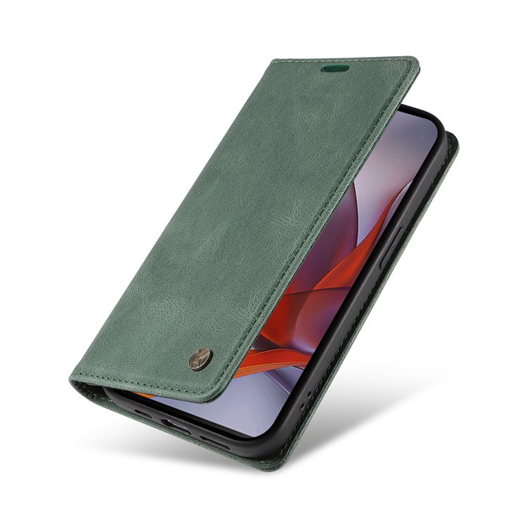 YIKATU YK-004 For Motorola Moto G75 5G Case Leather Skin-Touch Phone Cover Magnetic Auto-Absorbed - Green