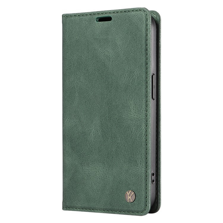 YIKATU YK-004 For Motorola Moto G75 5G Case Leather Skin-Touch Phone Cover Magnetic Auto-Absorbed - Green