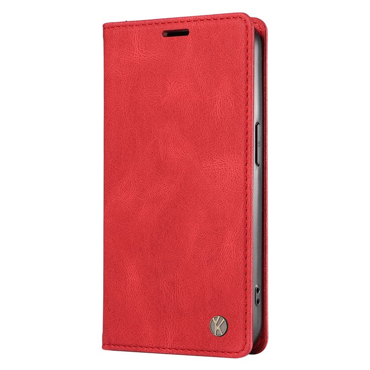 YIKATU YK-004 For Motorola Moto G75 5G Case Leather Skin-Touch Phone Cover Magnetic Auto-Absorbed - Red