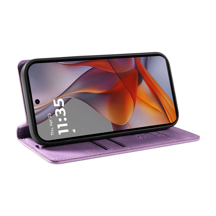 YIKATU YK-004 For Motorola Moto G75 5G Case Leather Skin-Touch Phone Cover Magnetic Auto-Absorbed - Purple