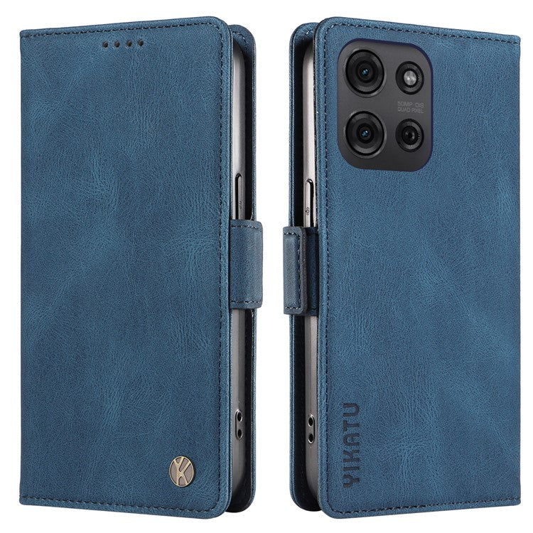 YIKATU YK-005 For Motorola Moto G75 5G Case PU Leather Wallet Phone Cover Skin Touch Feeling - Blue