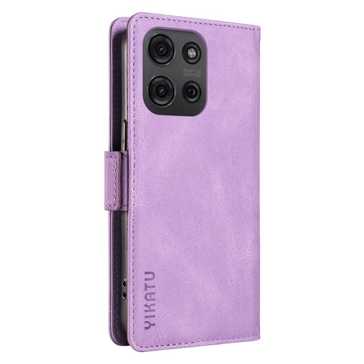 YIKATU YK-005 For Motorola Moto G75 5G Case PU Leather Wallet Phone Cover Skin Touch Feeling - Purple