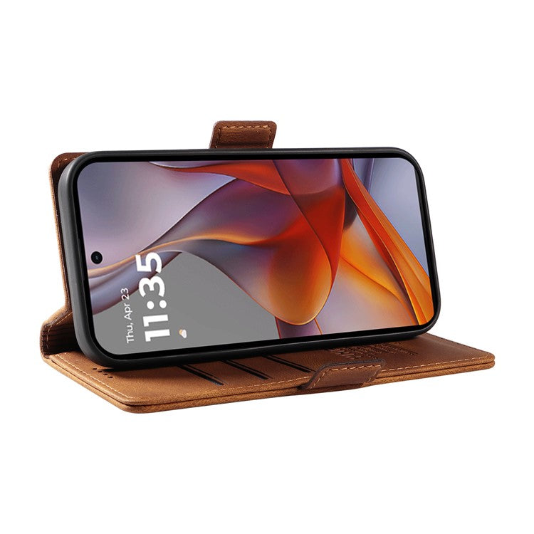 YIKATU YK-005 For Motorola Moto G75 5G Case PU Leather Wallet Phone Cover Skin Touch Feeling - Brown