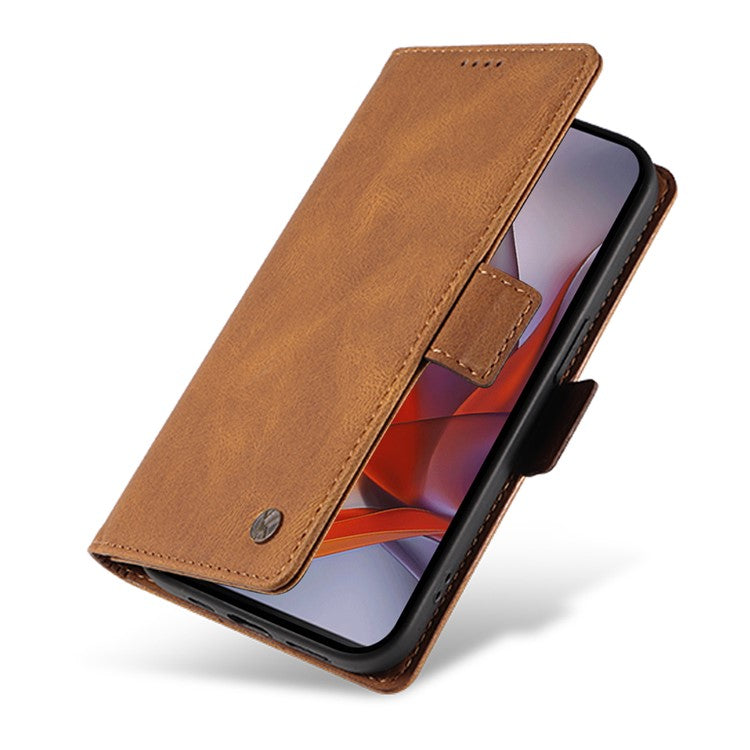 YIKATU YK-005 For Motorola Moto G75 5G Case PU Leather Wallet Phone Cover Skin Touch Feeling - Brown