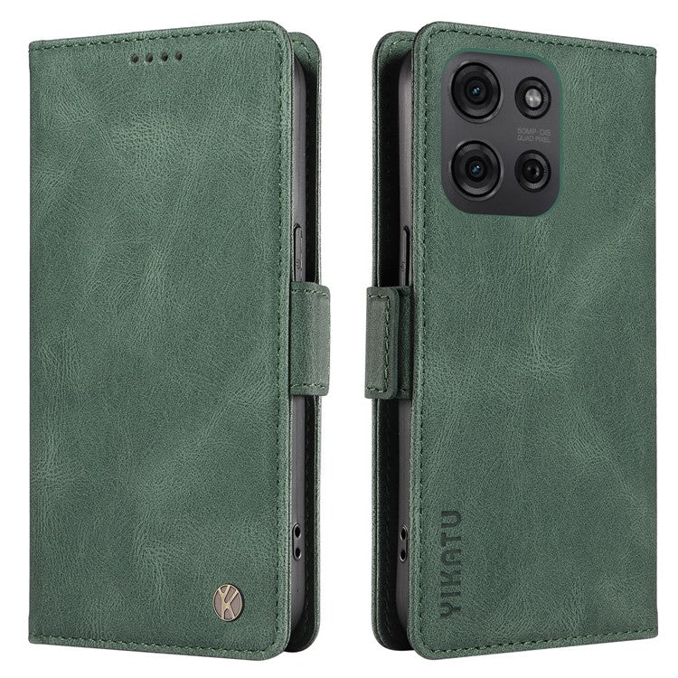 YIKATU YK-005 For Motorola Moto G75 5G Case PU Leather Wallet Phone Cover Skin Touch Feeling - Green