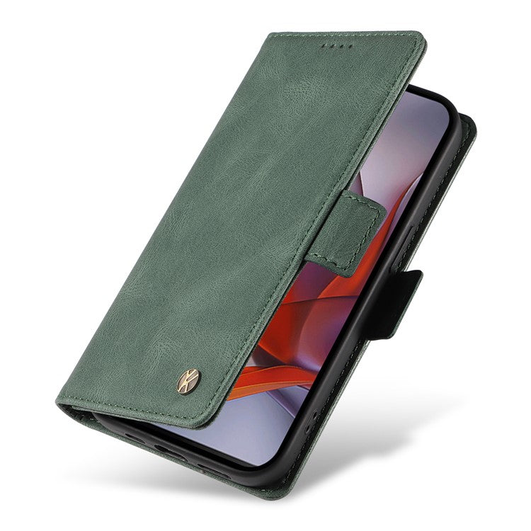YIKATU YK-005 For Motorola Moto G75 5G Case PU Leather Wallet Phone Cover Skin Touch Feeling - Green