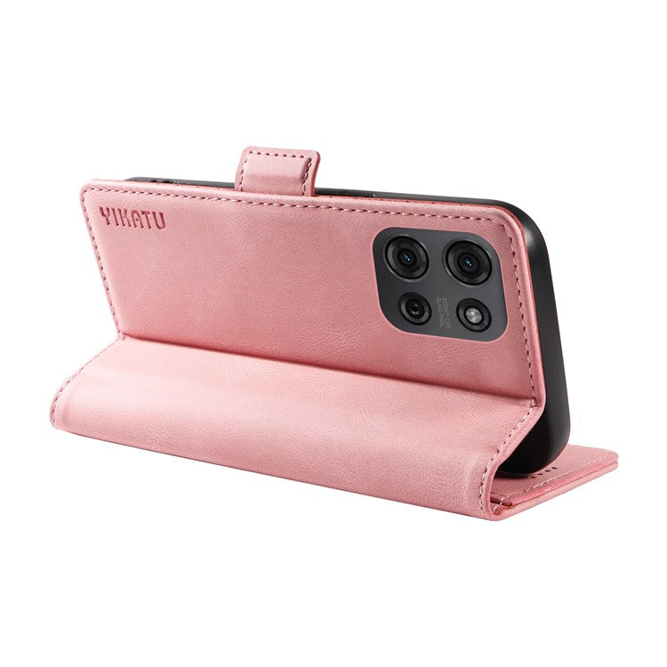 YIKATU YK-005 For Motorola Moto G75 5G Case PU Leather Wallet Phone Cover Skin Touch Feeling - Pink