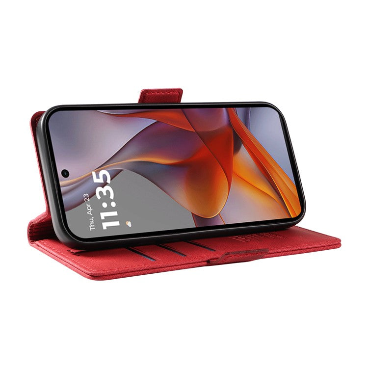 YIKATU YK-005 For Motorola Moto G75 5G Case PU Leather Wallet Phone Cover Skin Touch Feeling - Red