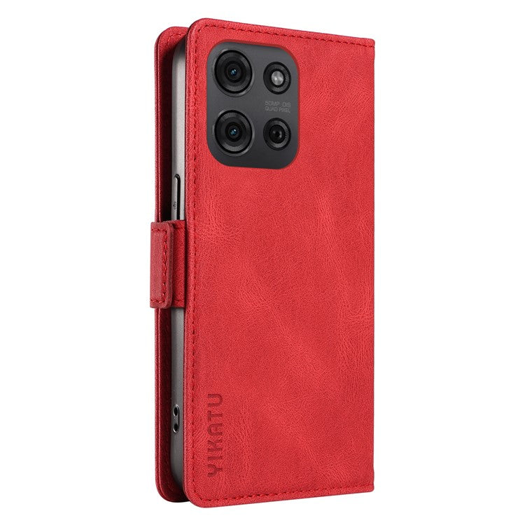 YIKATU YK-005 For Motorola Moto G75 5G Case PU Leather Wallet Phone Cover Skin Touch Feeling - Red