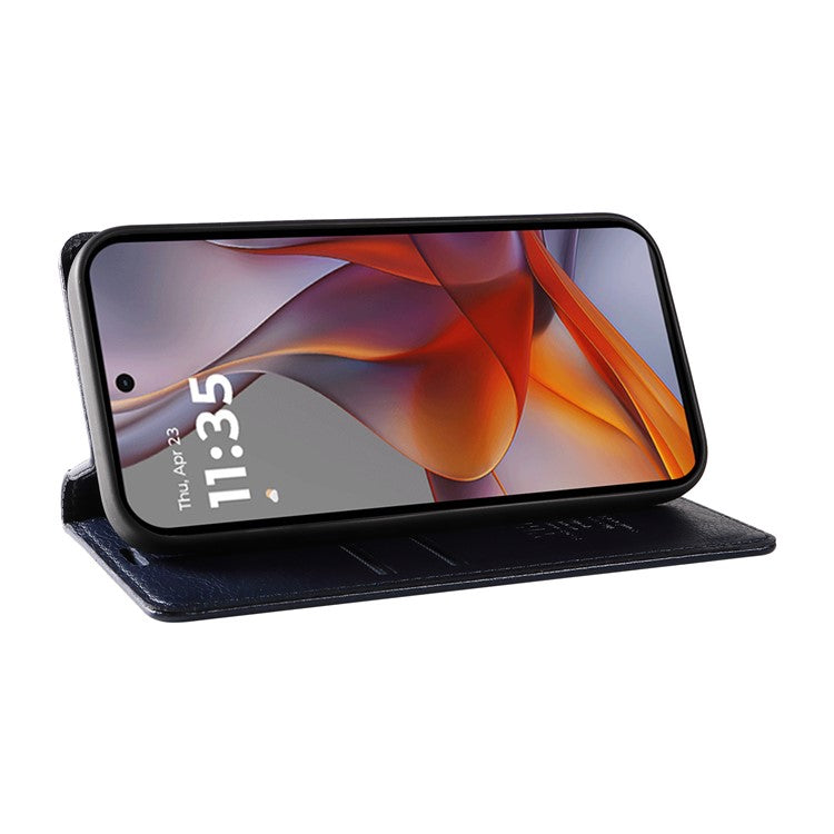 YIKATU YK-006 For Motorola Moto G75 5G Case Magnetic Closure Leather Phone Cover Litchi Texture - Navy Blue