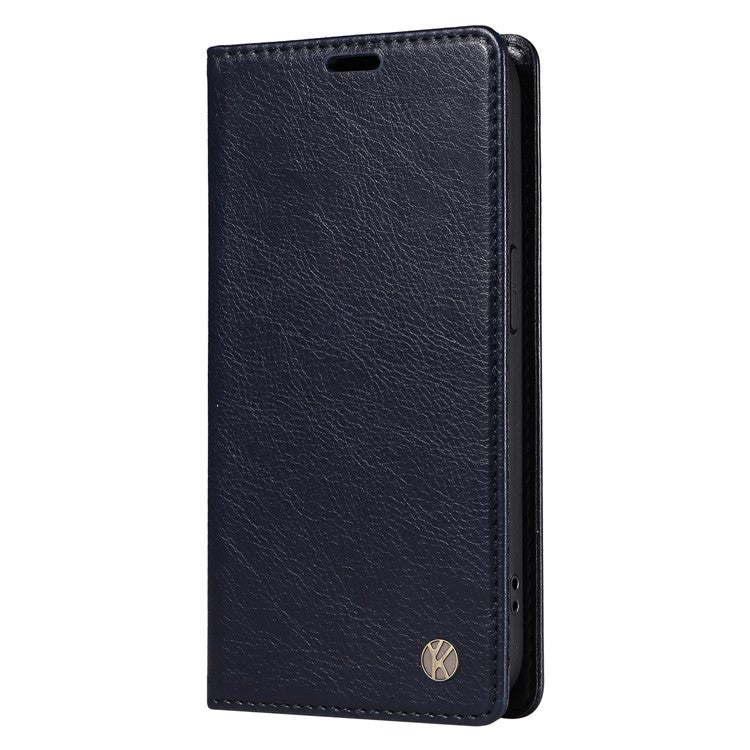 YIKATU YK-006 For Motorola Moto G75 5G Case Magnetic Closure Leather Phone Cover Litchi Texture - Navy Blue