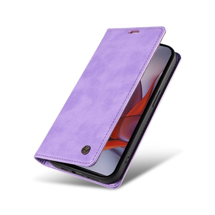 YIKATU YK-006 For Motorola Moto G75 5G Case Magnetic Closure Leather Phone Cover Litchi Texture - Purple