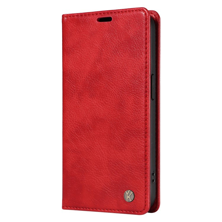 YIKATU YK-006 For Motorola Moto G75 5G Case Magnetic Closure Leather Phone Cover Litchi Texture - Red