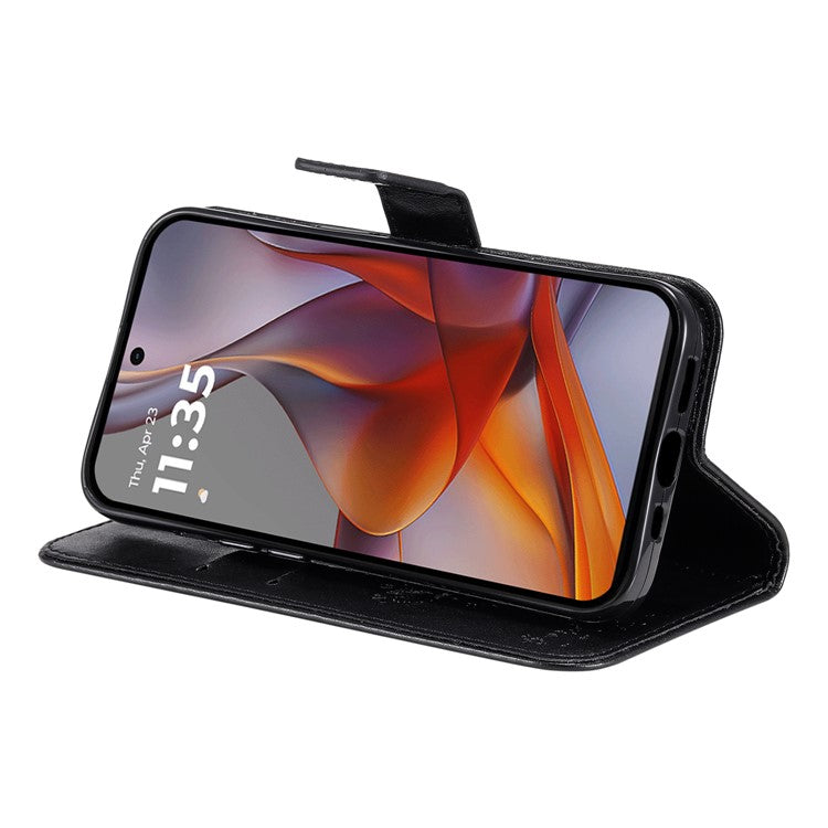 For Motorola Moto G75 5G Case Cat Tree Pattern Flip Leather Phone Cover - Black