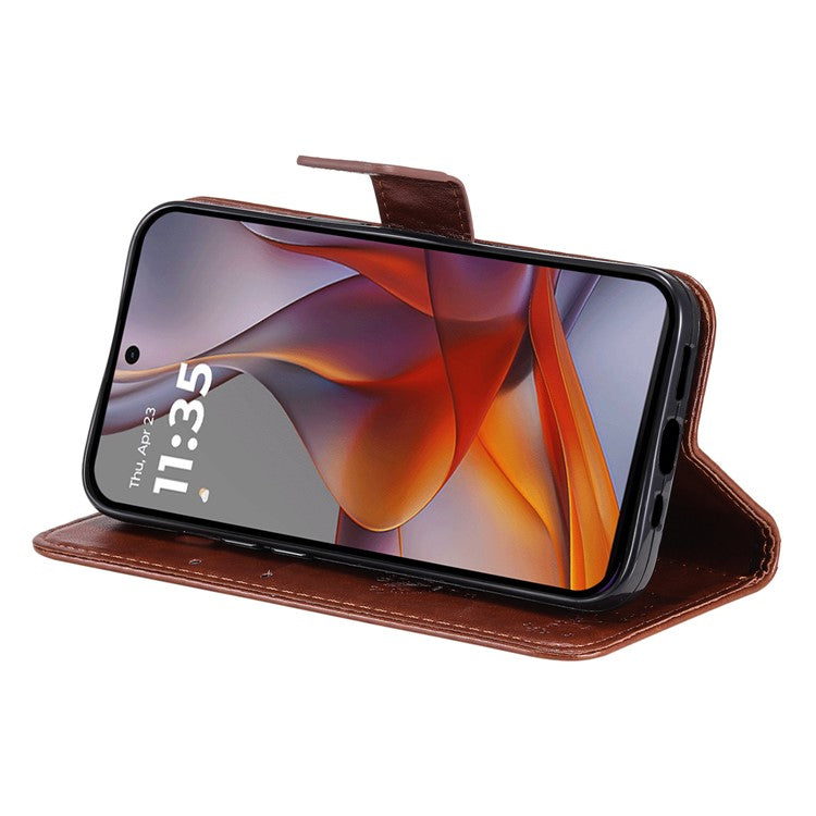 For Motorola Moto G75 5G Case Cat Tree Pattern Flip Leather Phone Cover - Coffee