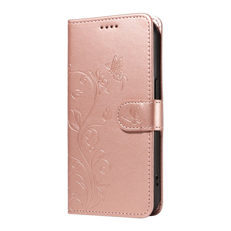 For Motorola Moto G75 5G Case Flower Pattern PU Leather Wallet Phone Cover - Rose Gold