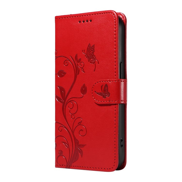 For Motorola Moto G75 5G Case Flower Pattern PU Leather Wallet Phone Cover - Red