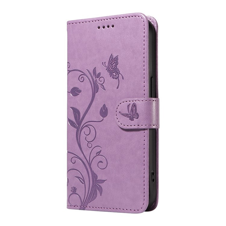 For Motorola Moto G75 5G Case Flower Pattern PU Leather Wallet Phone Cover - Light Purple