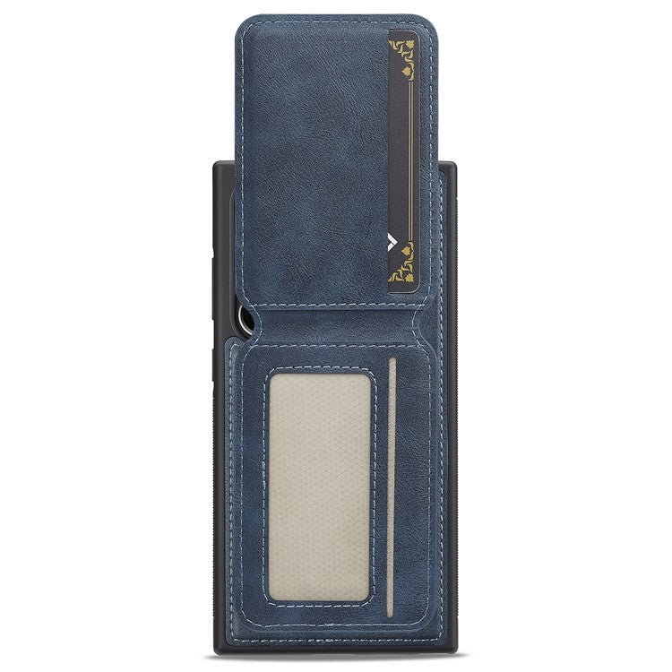 LC.IMEEKE L3 For Samsung Galaxy S23 Ultra Magnetic Case Detachable Card Holder Leather+TPU Mobile Cover - Blue