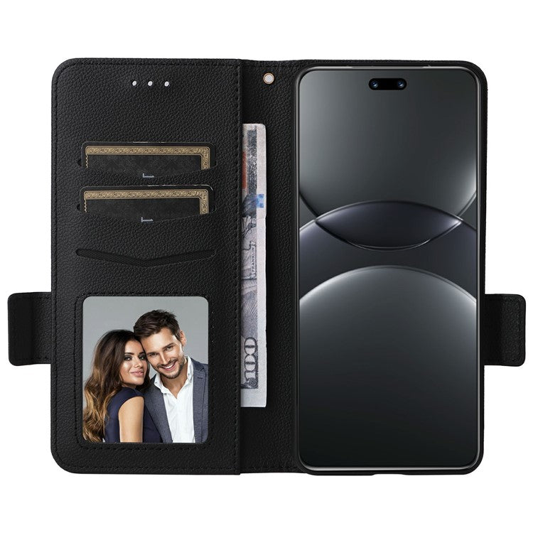 For Huawei nova 13 Pro 5G Case Litchi Texture PU Leather Wallet Flip Phone Cover - Black